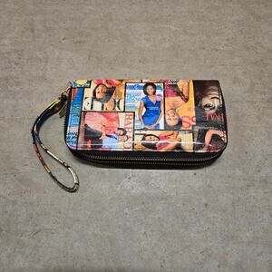 Vtg Y2k MICHELLE OBAMA Photo Collage All Over Print Multipocket Vinyl Wallet NWT